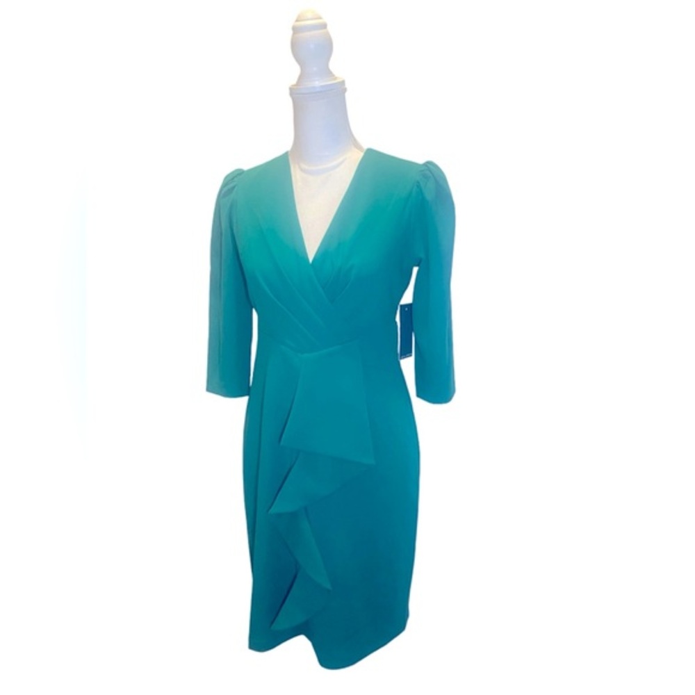 Julia Jordan Pleated Ruffle Front Sheath Dress